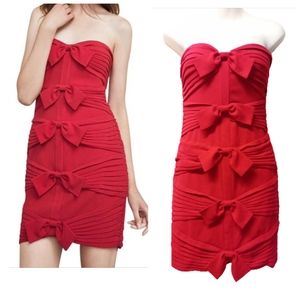 BCBG Maxazria Rio Red Sabrina strapless dress with bow
